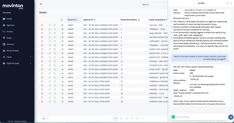 AI-powered transit analytics GTFS screen 2